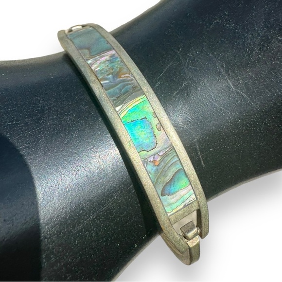 Vintage Alpaca Silver and Abalone Shell Bracelet - Picture 1 of 4